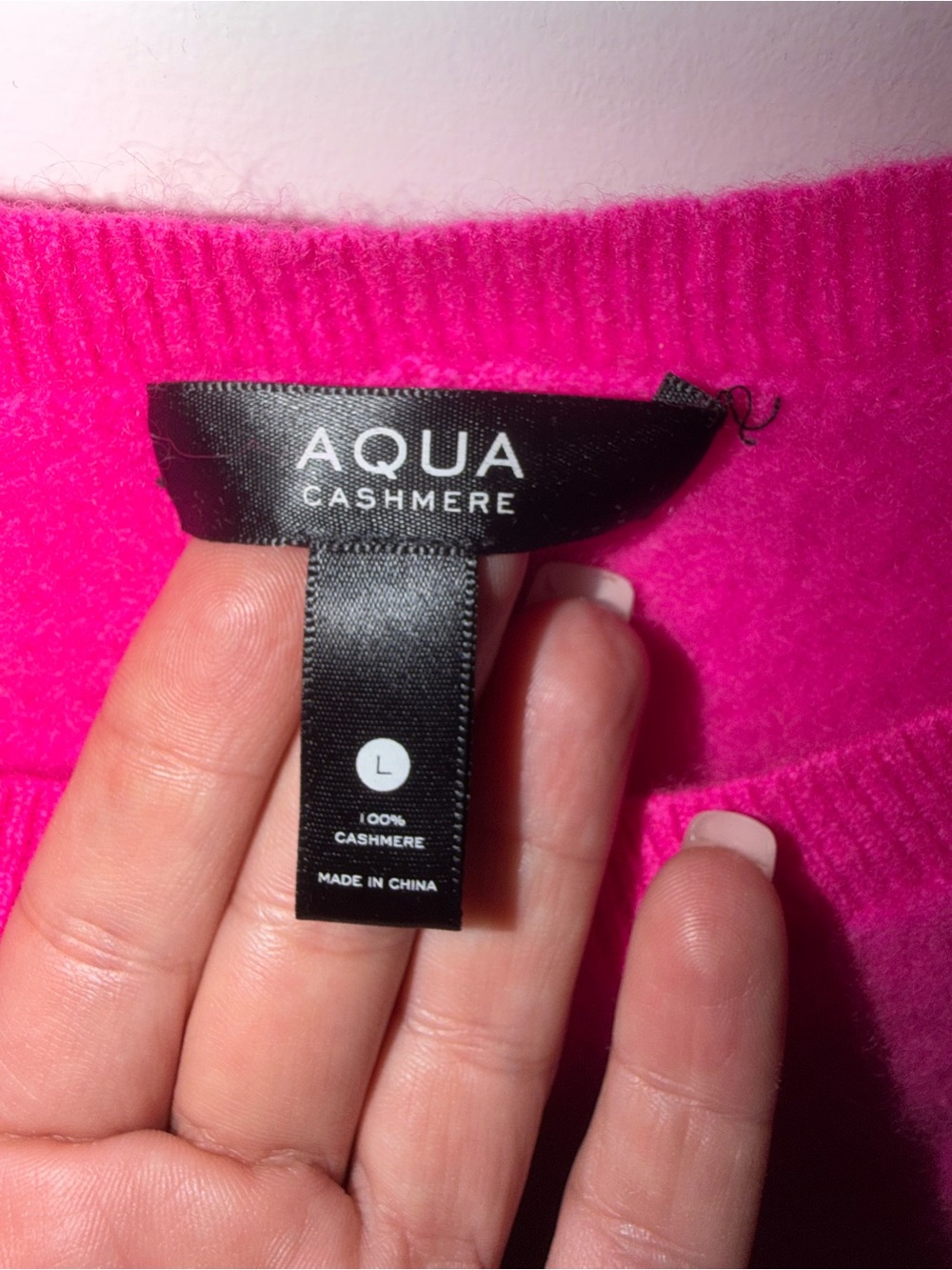 Aqua Hot Pink Crewneck Sweater with Scalloped Hem - Picture 2 of 2
